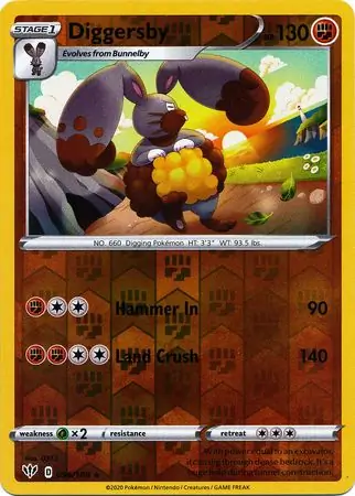 Diggersby Reverse Holo Pokemon card from Darkness Ablaze