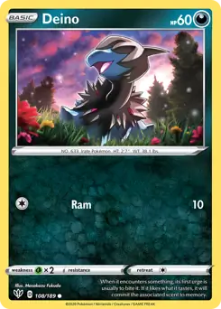 Deino Pokemon card from Darkness Ablaze