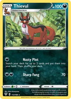 Thievul Pokemon card from Darkness Ablaze