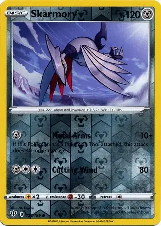 Skarmory Reverse Holo Pokemon card from Darkness Ablaze