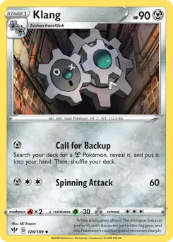 Klang Pokemon card from Darkness Ablaze