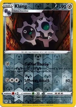 Klang Reverse Holo Pokemon card from Darkness Ablaze