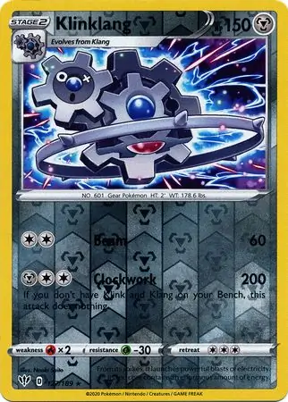 Klinklang Reverse Holo Pokemon card from Darkness Ablaze