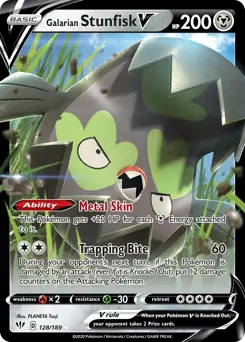 Galarian Stunfisk V Pokemon card from Darkness Ablaze