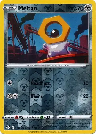 Meltan Reverse Holo Pokemon card from Darkness Ablaze