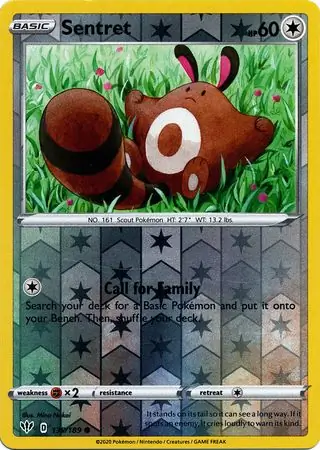 Sentret Reverse Holo Pokemon card from Darkness Ablaze
