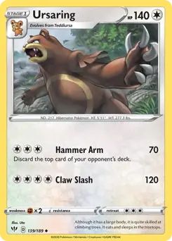 Ursaring Pokemon card from Darkness Ablaze