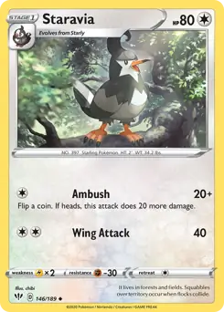 Staravia Pokemon card from Darkness Ablaze