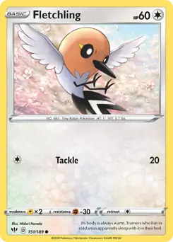 Fletchling Pokemon card from Darkness Ablaze