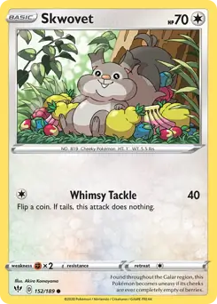 Skwovet Pokemon card from Darkness Ablaze