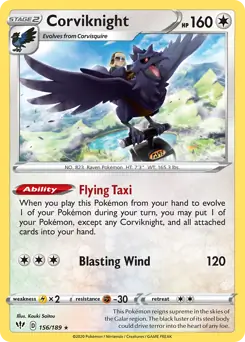 Corviknight Pokemon card from Darkness Ablaze