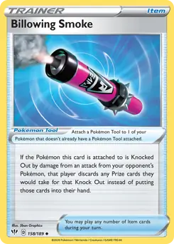 Billowing Smoke Pokemon card from Darkness Ablaze