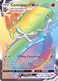 Centiskorch VMAX Secret Pokemon card from Darkness Ablaze