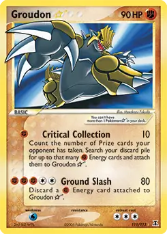 Groudon Gold Star Pokemon card from Delta Species