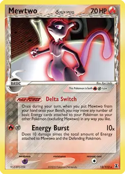Mewtwo Holo Pokemon card from Delta Species