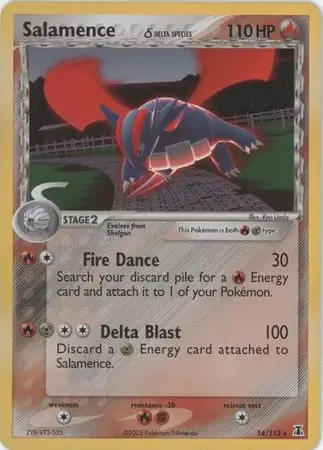 Salamence Reverse Holo Pokemon card from Delta Species