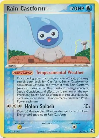 Rain Castform Reverse Holo Pokemon card from Delta Species