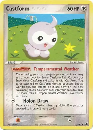 Castform Reverse Holo Pokemon card from Delta Species