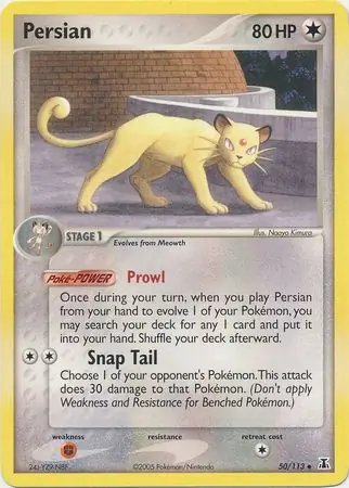 Persian Reverse Holo Pokemon card from Delta Species