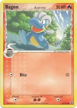 Bagon Reverse Holo Pokemon card from Delta Species