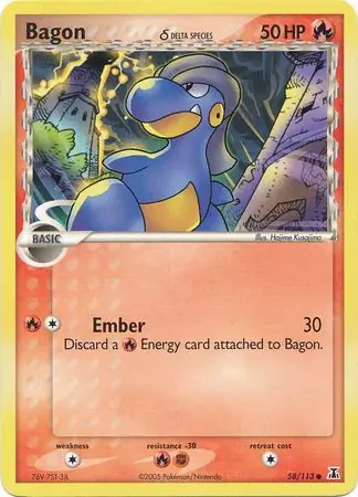 Bagon Reverse Holo Pokemon card from Delta Species
