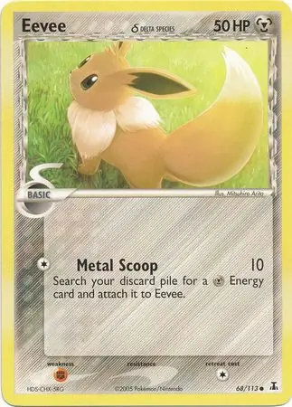 Eevee Reverse Holo Pokemon card from Delta Species
