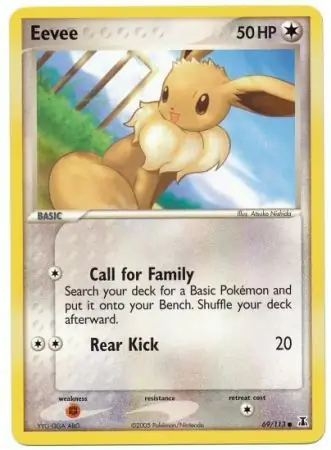 Eevee Reverse Holo Pokemon card from Delta Species