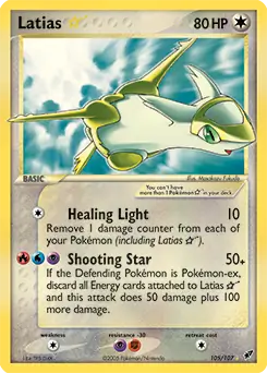 Latias Gold Star Pokemon card from Deoxys