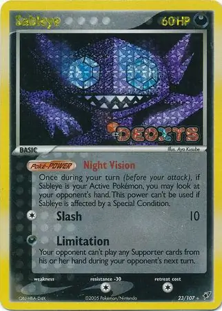 Sableye Reverse Holo Pokemon card from Deoxys