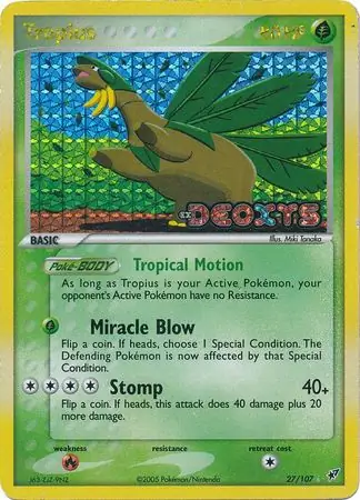Tropius Reverse Holo Pokemon card from Deoxys