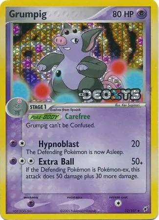 Grumpig Reverse Holo Pokemon card from Deoxys