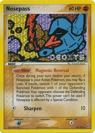 Nosepass Reverse Holo Pokemon card from Deoxys