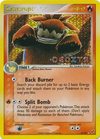 Camerupt Reverse Holo Pokemon card from Deoxys