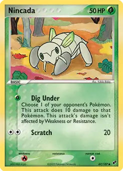 Nincada Pokemon card from Deoxys
