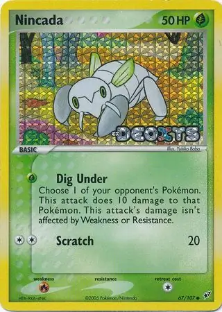 Nincada Reverse Holo Pokemon card from Deoxys