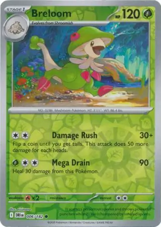 Breloom Reverse Holo Pokemon card from Destined Rivals