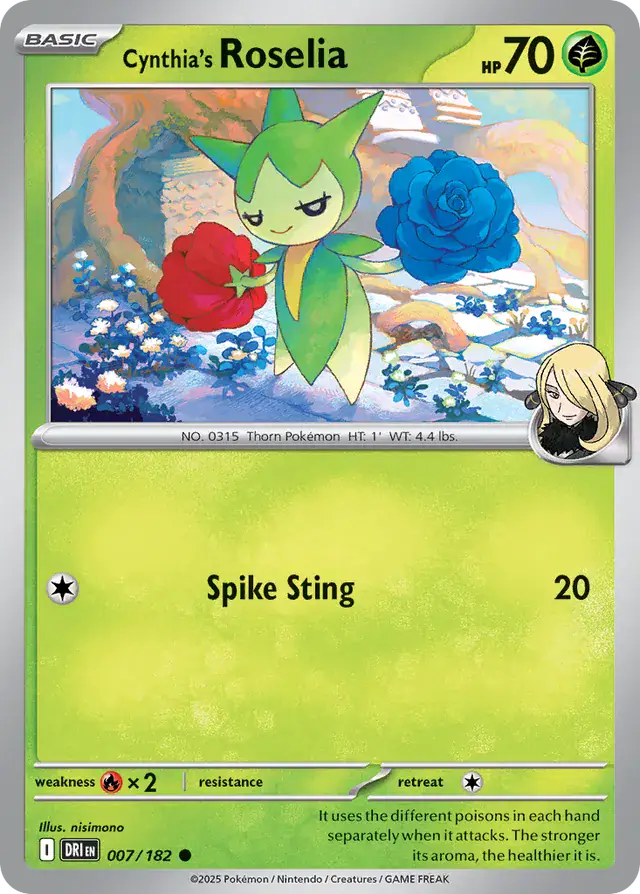 Cynthia's Roselia Pokemon card from Destined Rivals