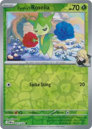 Cynthia's Roselia Reverse Holo Pokemon card from Destined Rivals
