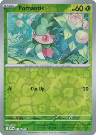Fomantis Reverse Holo Pokemon card from Destined Rivals