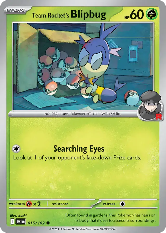 Team Rocket's Blipbug Pokemon card from Destined Rivals