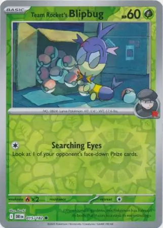 Team Rocket's Blipbug Reverse Holo Pokemon card from Destined Rivals