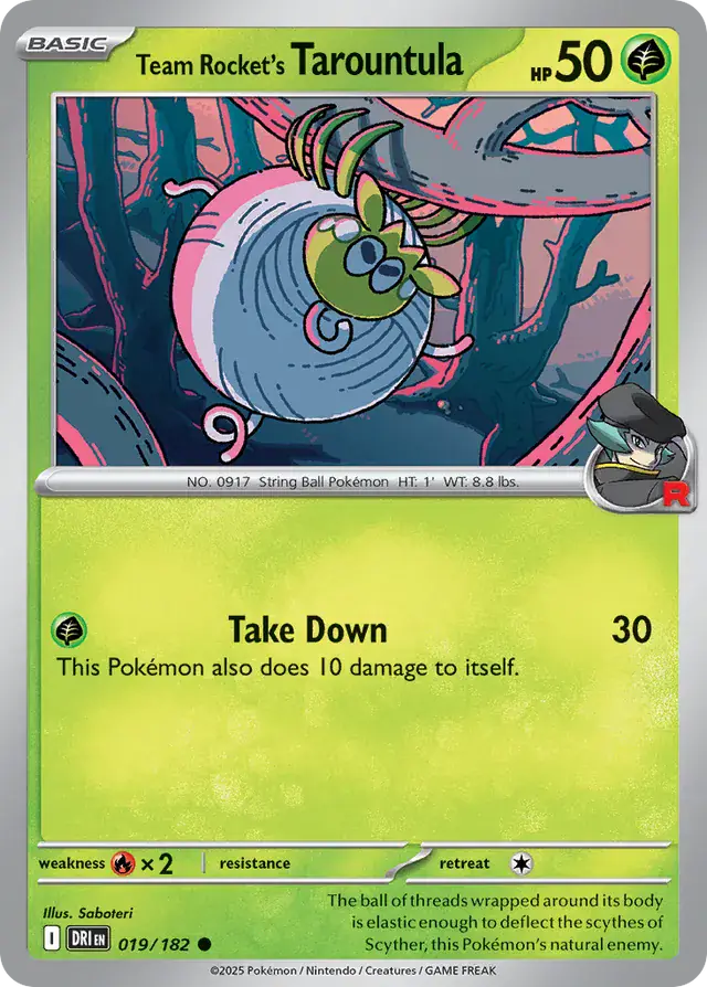 Team Rocket's Tarountula Pokemon card from Destined Rivals