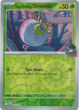 Team Rocket's Tarountula Reverse Holo Pokemon card from Destined Rivals