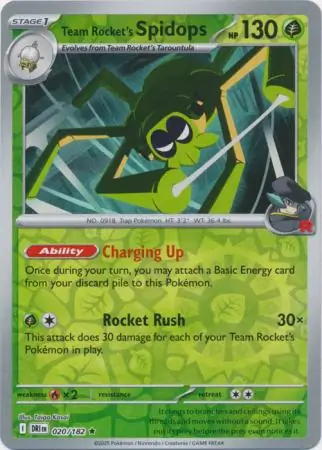 Team Rocket's Spidops Reverse Holo Pokemon card from Destined Rivals