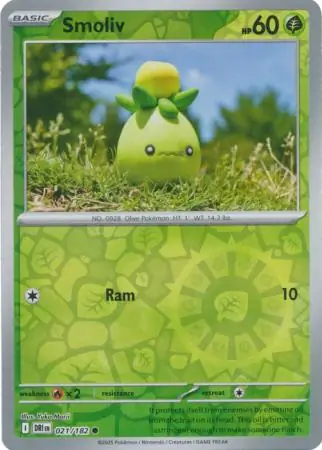 Smoliv Reverse Holo Pokemon card from Destined Rivals