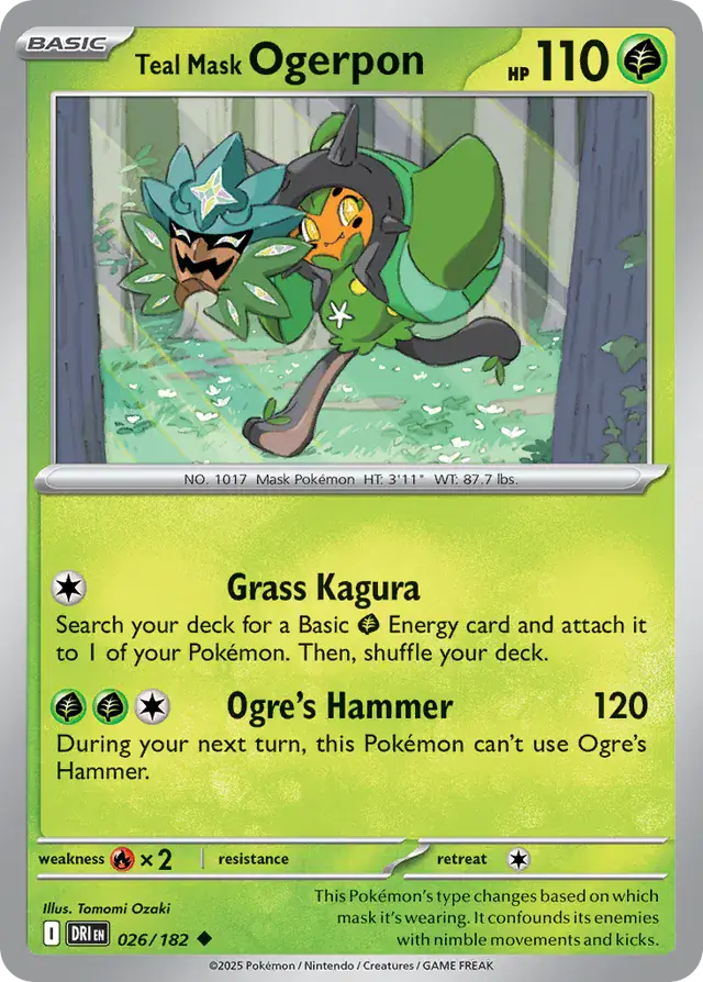 Teal Mask Ogerpon Pokemon card from Destined Rivals