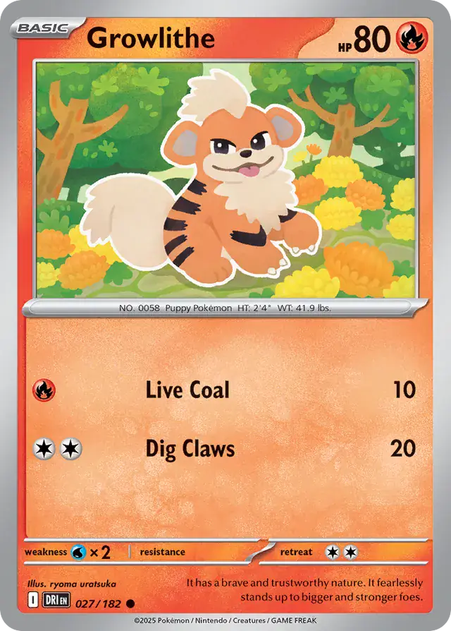 Growlithe Pokemon card from Destined Rivals