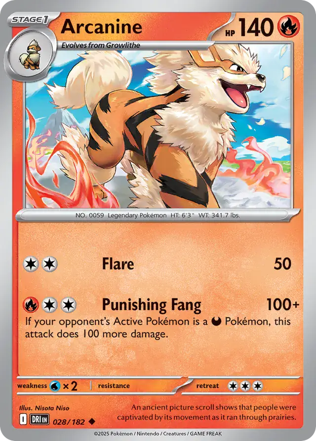 Arcanine Pokemon card from Destined Rivals