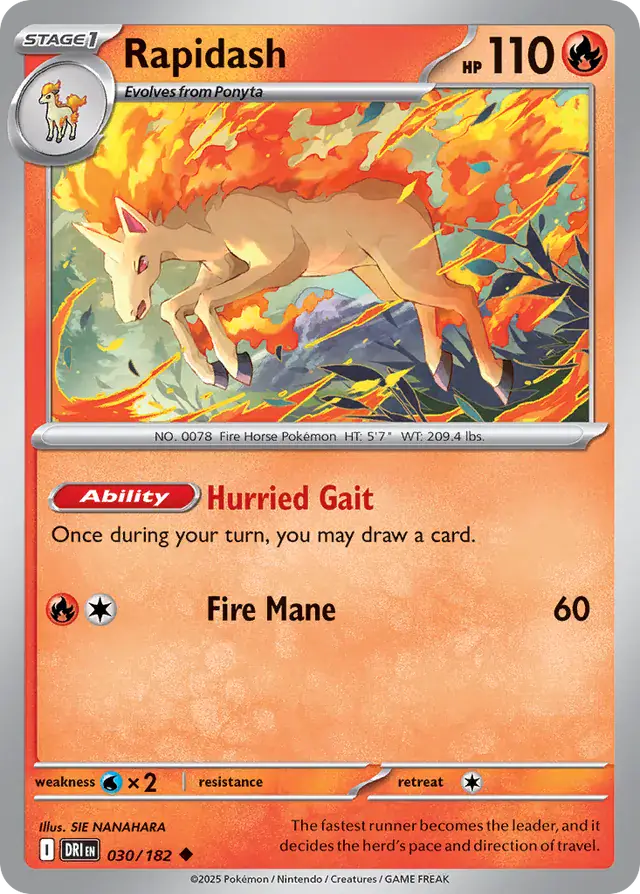 Rapidash Pokemon card from Destined Rivals