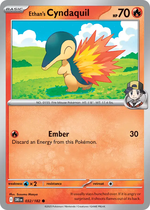 Ethan's Cyndaquil Pokemon card from Destined Rivals